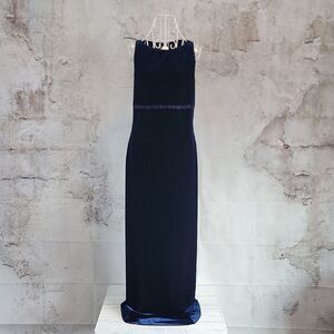 My Michelle Midnight Blue Velvet Sheath Maxi Dress Womens Size M